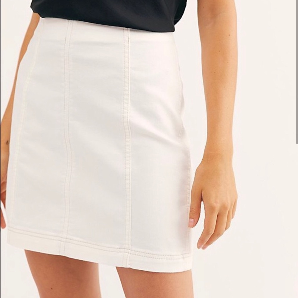 Free people modern femme skirt mini skirt denim white